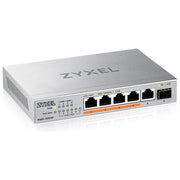 Zyxel XMG-105 Switch Unmanaged 5 Porte 2.5G Ethernet 1 Porta 10G SFP+ Plug and Play Senza Ventole colore Grigio