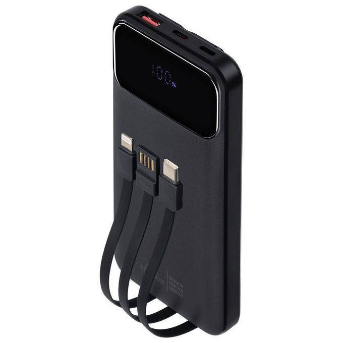 Rivacase VA2211 Power Bank 10000 mAh 22,5W PD 3.0 QC 3.0 3 Cavi Integrati Display colore Nero
