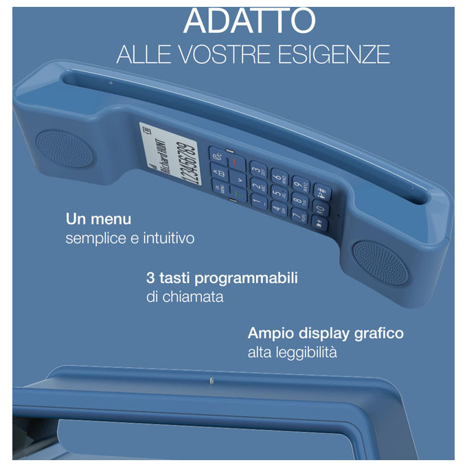 Alcatel ATL1428179 ePure Iconic Telefono Cordless DECT Vivavoce Blocco Chiamate Rubrica 100 Contatti colore Blu