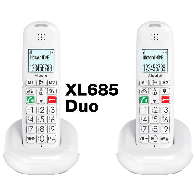 Alcatel XL685 DUO Telefono Cordless DECT Tasti Grandi Vivavoce Blocco Chiamate Rubrica 100 Contatti colore Nero