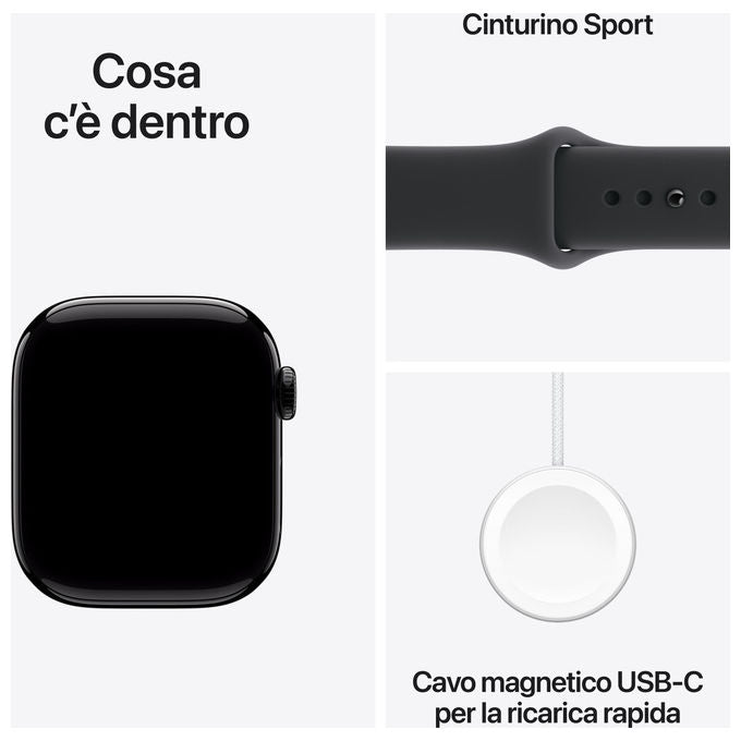 Apple MEQU4QL-A Watch Series 11 Smartwatch GPS 42mm Cassa Alluminio Sport Band colore Jet Black