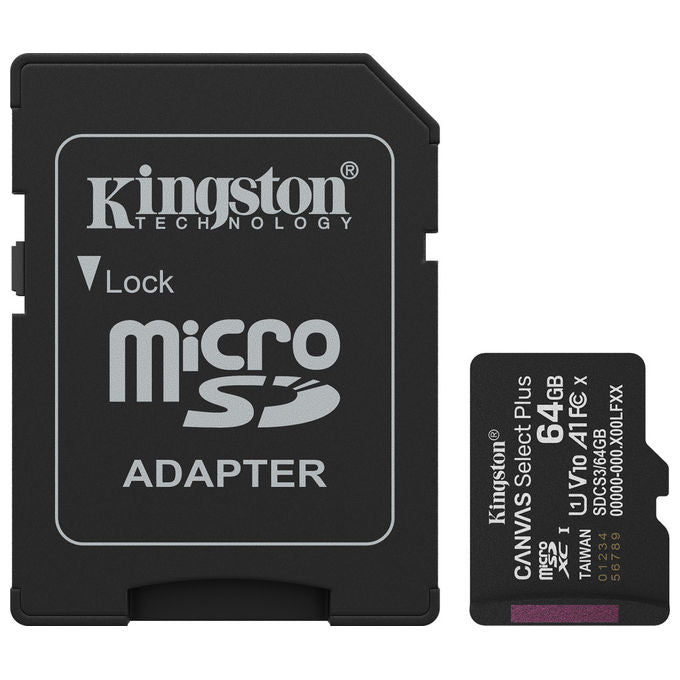 Kingston Technology MicroSDXC 64GB Canvas Select Plus con adattatore SD
