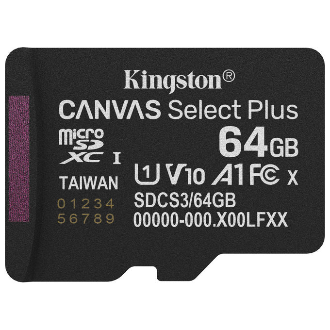 Kingston Technology MicroSDXC 64GB Canvas Select Plus con adattatore SD