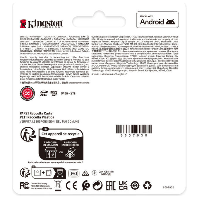 Kingston Technology MicroSDXC 64GB Canvas Select Plus con adattatore SD