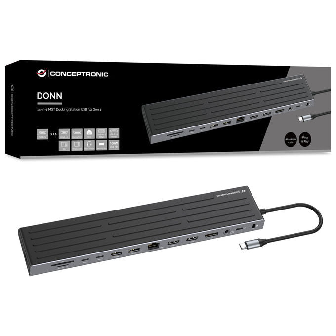 Conceptronic DONN32B Docking Station USB 3.2 Grigio Argento