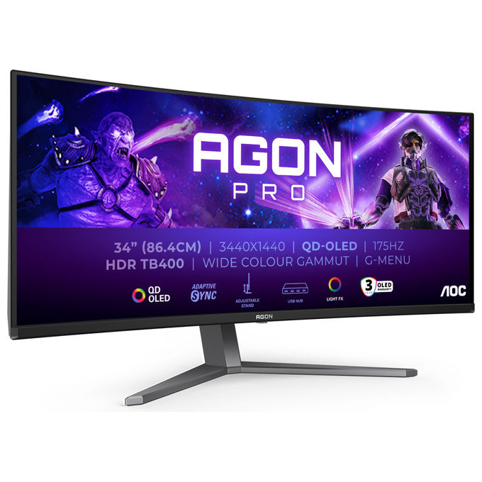 AOC Agon Pro AG346UCD monitor gaming curvo qd-oled 34 pollici
