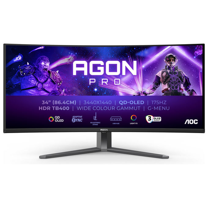 AOC Agon Pro AG346UCD monitor gaming curvo qd-oled 34 pollici