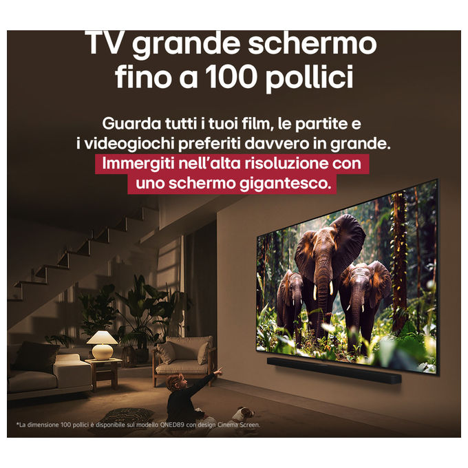 LG 100QNED86A6 QNED86 Smart TV 100'' MiniLED 4K QNED evo AI Processore α8 Gen2 Dolby Vision Atmos VRR 144Hz WebOS 25 colore Nero