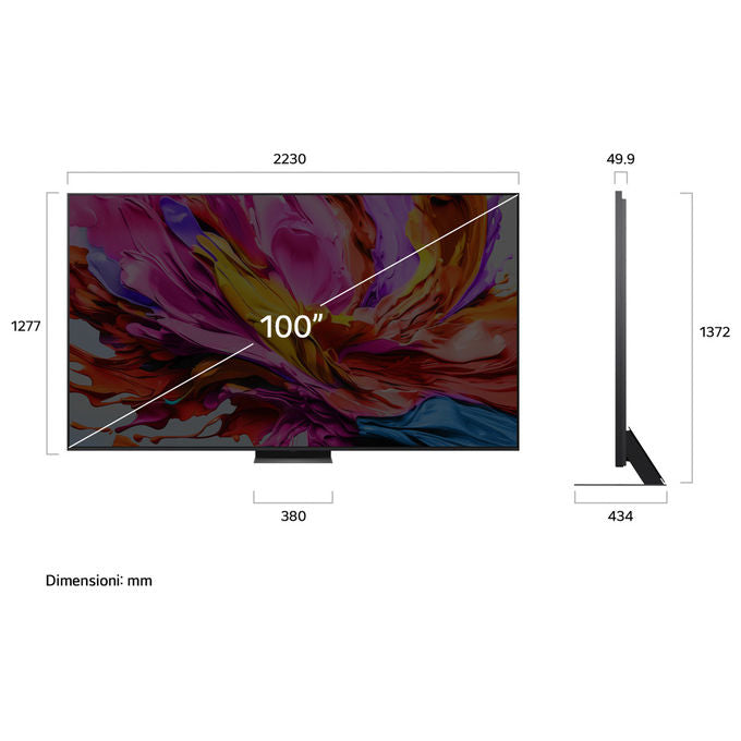 LG 100QNED86A6 QNED86 Smart TV 100'' MiniLED 4K QNED evo AI Processore α8 Gen2 Dolby Vision Atmos VRR 144Hz WebOS 25 colore Nero