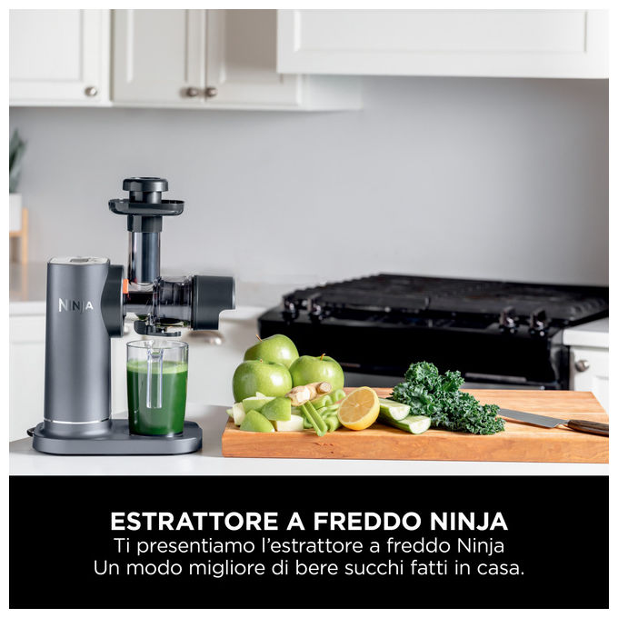 Ninja JC151EU Cold Press NeverClog Estrattore di Succo a Freddo 1200 W Caraffa 700 ml Total Pulp Control colore Grigio