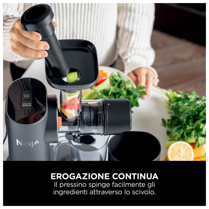 Ninja JC151EU Cold Press NeverClog Estrattore di Succo a Freddo 1200 W Caraffa 700 ml Total Pulp Control colore Grigio