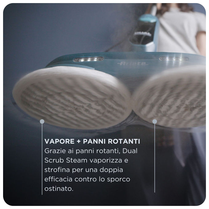 Ariete 4178 Dual Steam Scrub Scopa a vapore con panni rotanti 1200W serbatoio 400 cc 2 velocita' 30 min colore Blu