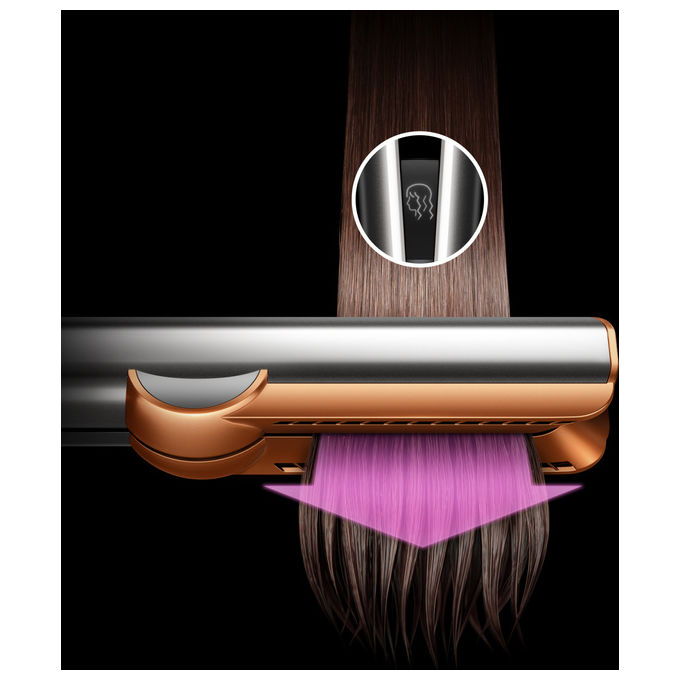 Dyson HT01 Airstrait Piastra Asciugacapelli 1600W Wet to Dry Flusso Aria 45° 3 Temperature colore Cipria Oro Rosa