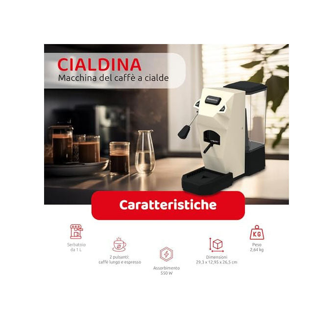 Melchioni, Macchina Caffe' a Cialde Cialdina, 15 Bar, 1 Litro, 550W