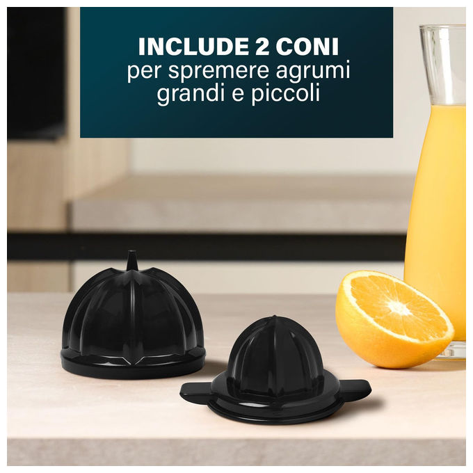 Princess 01.201873.01.001 Spremiagrumi Elettrico 1000W 2 Coni Filtro Regolabile Polpa Beccuccio Antigoccia Parti Lavabili in Lavastoviglie colore Acciaio Inox