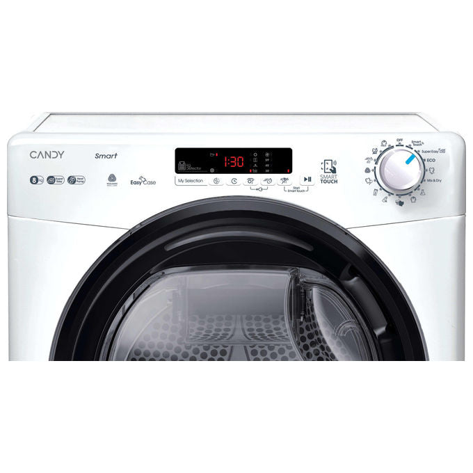 Candy CS EH8N1DBE-S Smart Asciugatrice Pompa di Calore 8 Kg Classe E NFC 15 Programmi (85x59.6x60.7 cm) colore Bianco