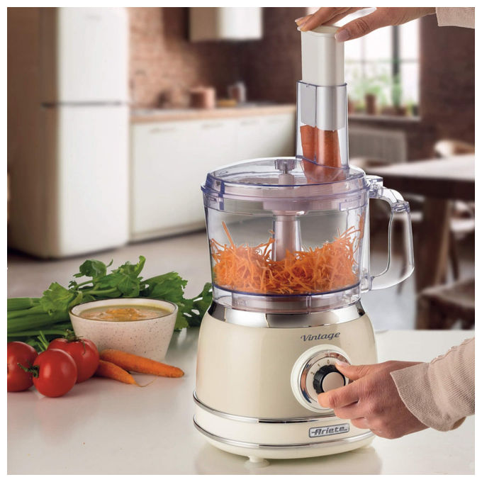 Ariete 1781-03 Vintage Robot da Cucina 1000W 2.1L 2 Velocita' Pulse lame acciaio inox colore Beige
