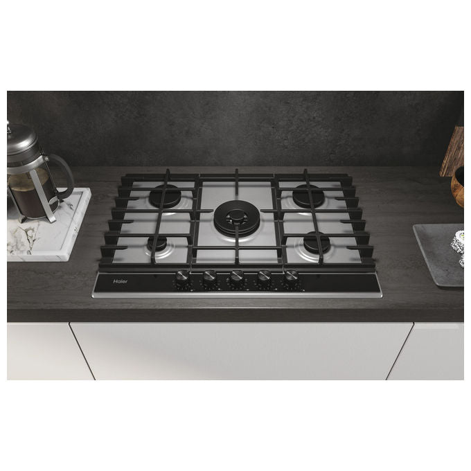 Haier HAHG7W5XH Piano Cottura a Gas 74.5 cm Acciaio Inox 5 Bruciatori