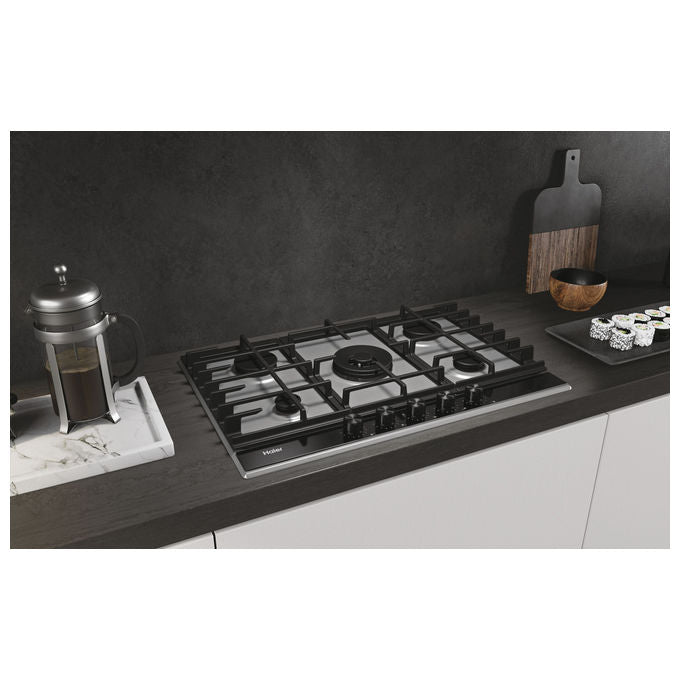 Haier HAHG7W5XH Piano Cottura a Gas 74.5 cm Acciaio Inox 5 Bruciatori