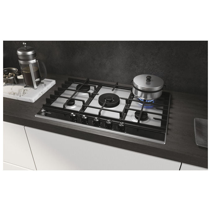 Haier HAHG7W5XH Piano Cottura a Gas 74.5 cm Acciaio Inox 5 Bruciatori
