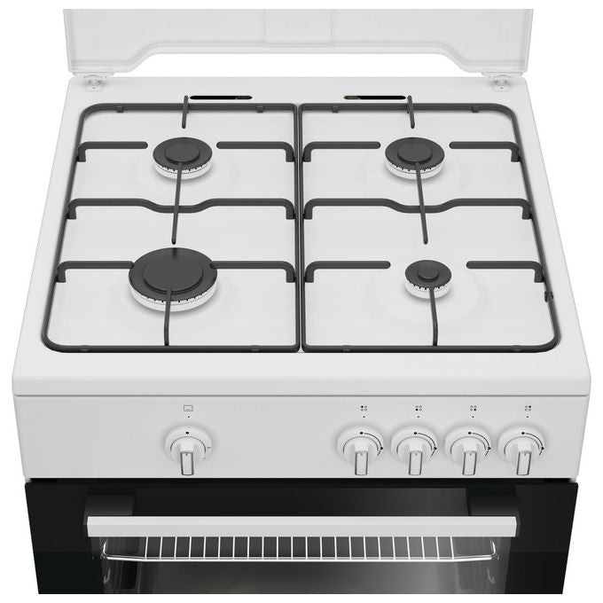 Indesit I6GGKMW Cucina a Gas 60 cm 4 Fuochi Forno a Gas 64 L Classe A Timer SteamandClean (85x60x60 cm) colore Bianco