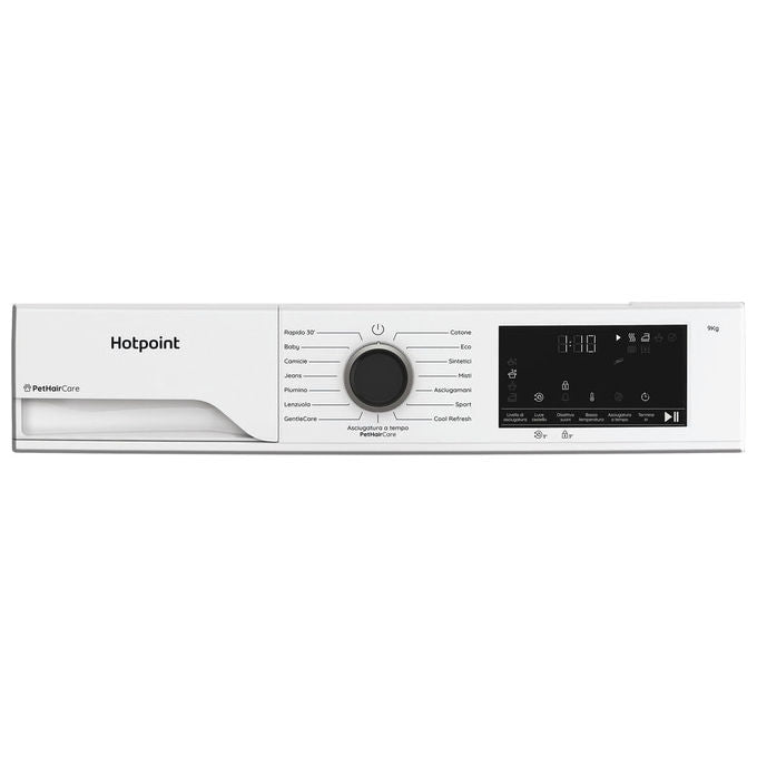 Hotpoint HPT 93D BS IT Délica Asciugatrice Pompa di Calore 9 Kg Classe D EasyIron PetHair Care (84.6x59.8x60.7 cm) colore Bianco
