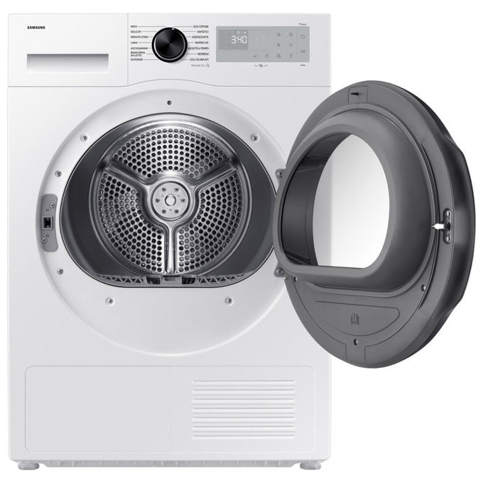Samsung DV90DG52A0AHET Crystal EcoDry Asciugatrice Pompa di Calore 9 Kg Classe C Wi-Fi OptimalDry (85x60x60 cm) colore Bianco