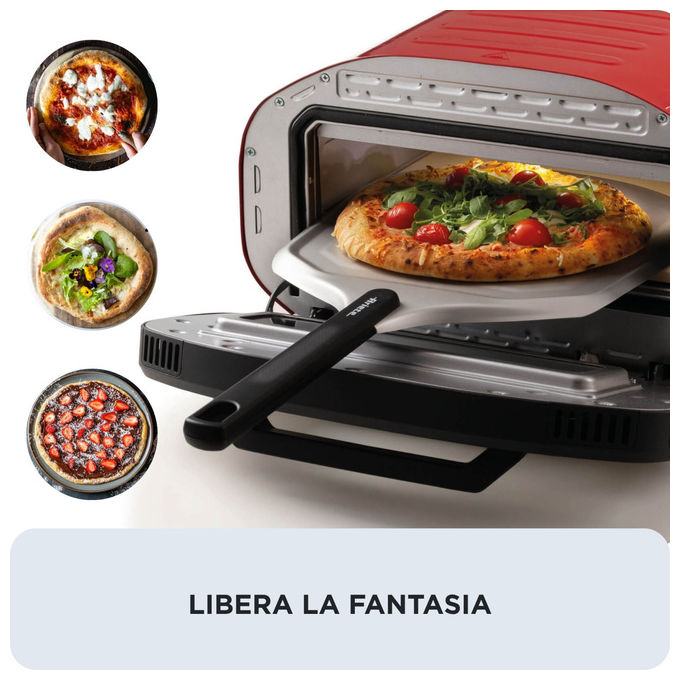 Ariete 3901 Da Gennaro Forno per Pizza 2200W 430°C Pietra Refrattaria Timer 60 min colore Rosso