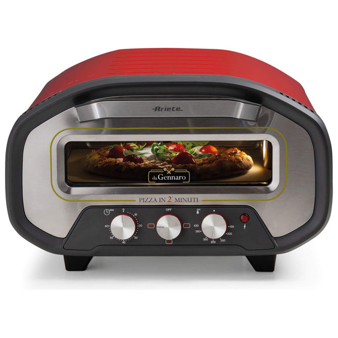Ariete 3901 Da Gennaro Forno per Pizza 2200W 430°C Pietra Refrattaria Timer 60 min colore Rosso