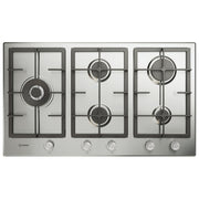 Indesit IN9522IX1 Piano cottura Gas 90 cm 5 fuochi doppia corona griglie ghisa lavastoviglie colore Inox