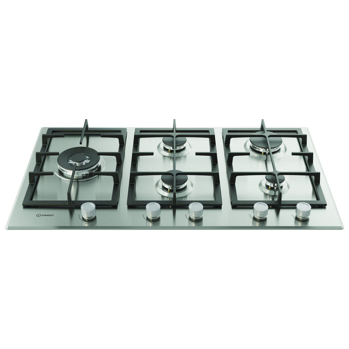Indesit IN9522IX1 Piano cottura Gas 90 cm 5 fuochi doppia corona griglie ghisa lavastoviglie colore Inox