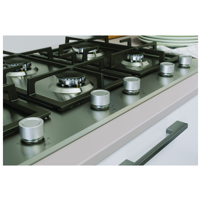 Indesit IN9522IX1 Piano cottura Gas 90 cm 5 fuochi doppia corona griglie ghisa lavastoviglie colore Inox