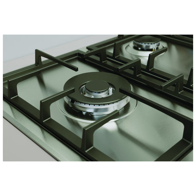 Indesit IN9522IX1 Piano cottura Gas 90 cm 5 fuochi doppia corona griglie ghisa lavastoviglie colore Inox
