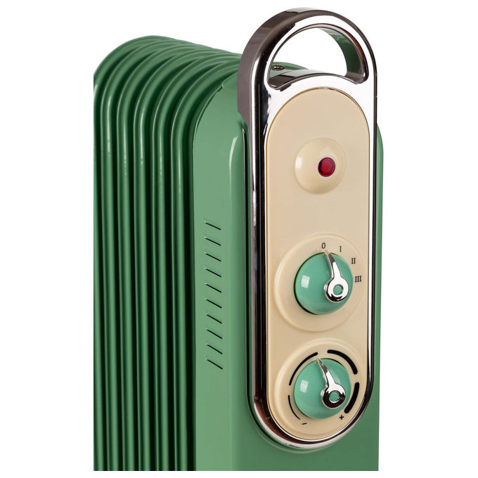 Ariete 8250 Vintage Radiatore a Olio 7 elementi 1500W 3 livelli potenza per ambienti 15-20 m² colore Verde