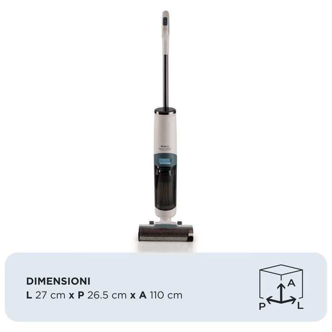 Ariete 2483 Aqua Force Aspirapolvere Lavapavimenti Cordless 2in1 Secco e Bagnato Filtro HEPA 220W 35 min colore Bianco Azzurro