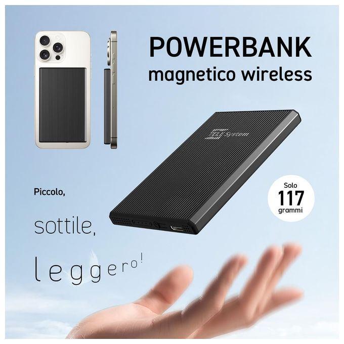Tele System Power Bank MagSafe 5000mAh TSPB005 Caricatore Wireless