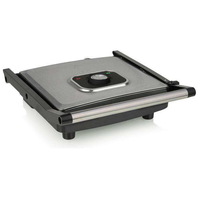Tristar GR-2858 Griglia a Contatto Elettrica 2000W Superficie 30x26 cm Termostato Regolabile 230°C Rivestimento Antiaderente colore Grigio