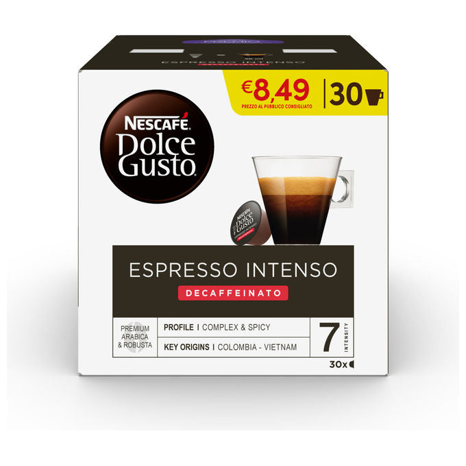 Nescafé Dolce Gusto, Caffe' Espresso Intenso Decaffeinato, 30 Capsule