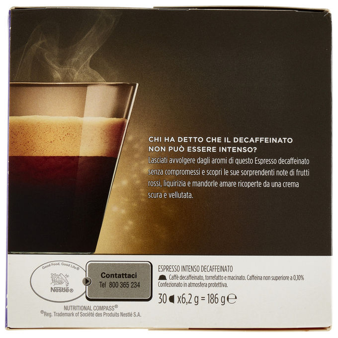 Nescafé Dolce Gusto, Caffe' Espresso Intenso Decaffeinato, 30 Capsule