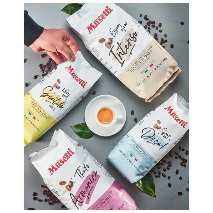 Caffe' Musetti, Miscela Gentile in Grani, 100% Arabica, 500 g
