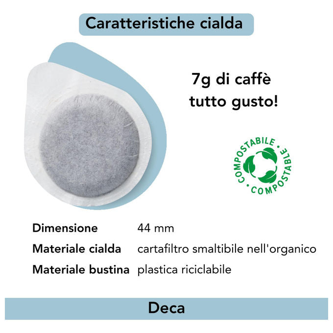 Caffe' Musetti, 18 Cialde Decaffeinate ESE, Miscela Arabica e Robusta, Aroma Vaniglia e Frutta Secca