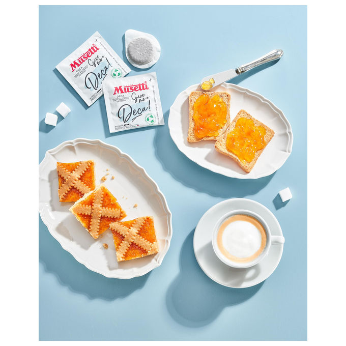 Caffe' Musetti, 18 Cialde Decaffeinate ESE, Miscela Arabica e Robusta, Aroma Vaniglia e Frutta Secca