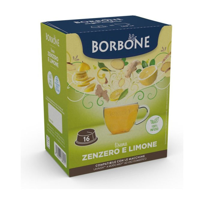 Caffe' Borbone 16 Capsule Tisana Zenzero e Limone Lavazza A Modo Mio