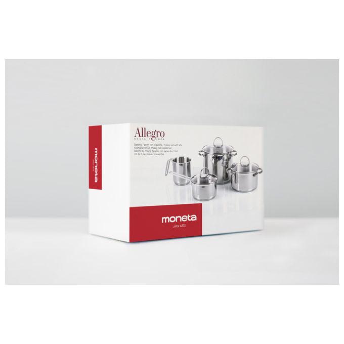 Moneta Allegro Set Pentole 7 Pezzi Acciaio Inox Tutti Piani Cottura