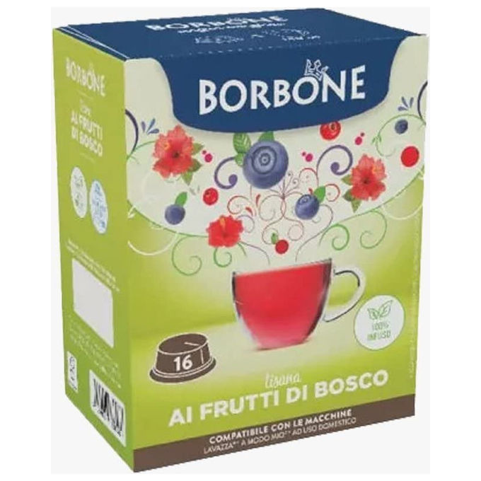 Caffe' Borbone Tisana ai Frutti di Bosco 96 Capsule Compatibili Lavazza A Modo Mio Preparato Solubile