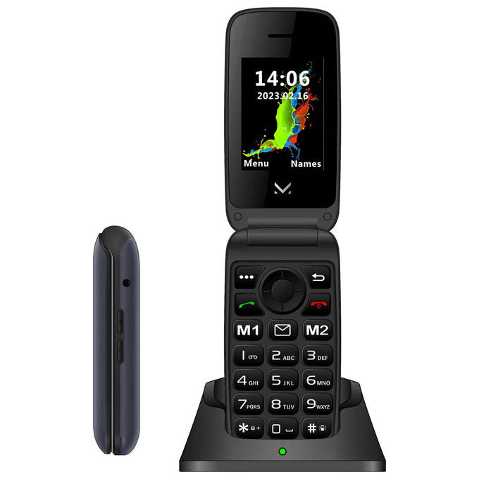 Majestic Sileno 42 Flip CB Telefono per Anziani Dual SIM, Blu