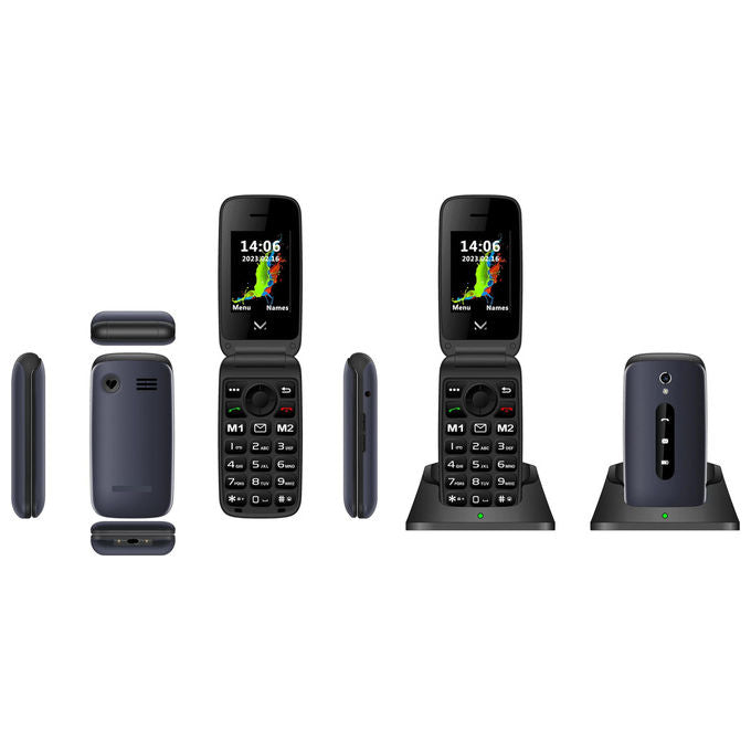Majestic Sileno 42 Flip CB Telefono per Anziani Dual SIM, Blu