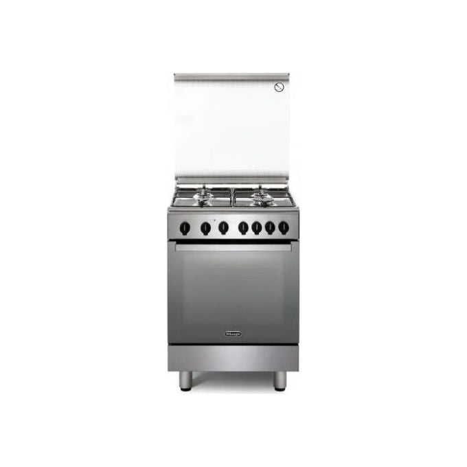 De'Longhi DGX 64 LSG Cucina a Gas 4 Fuochi 60 cm Forno a Gas Statico 71 L Grill Elettrico Valvola Sicurezza Classe A (87x60x60 cm) colore Inox