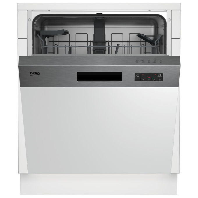 Beko BDSN15422X Lavastoviglie da Incasso Scomparsa Parziale 14 coperti Classe D 5 Programmi 48 dB SelfDry (82x60x57 cm) colore Inox Anti-Impronta