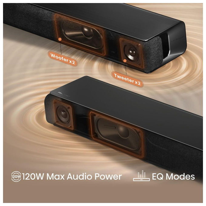 Hisense HS1000 Soundbar 2.0 Canali 120 W Dolby Audio DTS Virtual:X Bluetooth 5.3 HDMI ARC colore Nero